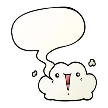 Cute cartoon cloud and speech bubble in smooth gradient style Stock Illustration