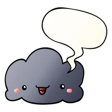 Cute cartoon cloud and speech bubble in smooth gradient style 스톡 일러스트