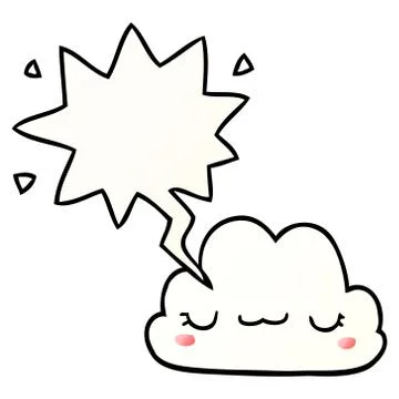 Cute cartoon cloud and speech bubble in smooth gradient style 스톡 일러스트