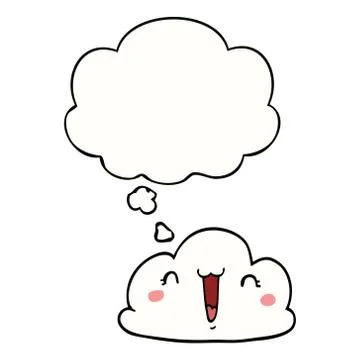 Cute cartoon cloud and thought bubble 스톡 일러스트