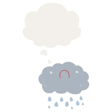 Cute cartoon cloud and thought bubble in retro style イラスト素材