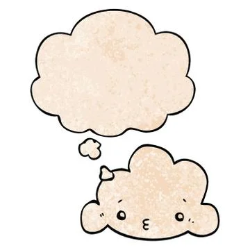 Cute cartoon cloud and thought bubble in grunge texture pattern style Illustrazione stock
