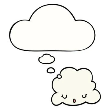 Cute cartoon cloud and thought bubble Illustrazione stock