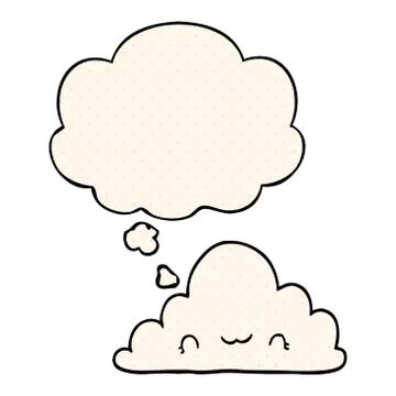 Cute cartoon cloud and thought bubble in comic book style 스톡 일러스트