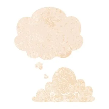 Cute cartoon cloud and thought bubble in retro textured style Illustrazione stock