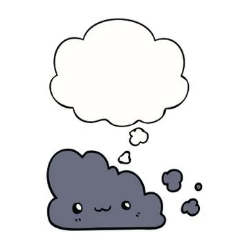 Cute cartoon cloud and thought bubble 스톡 일러스트