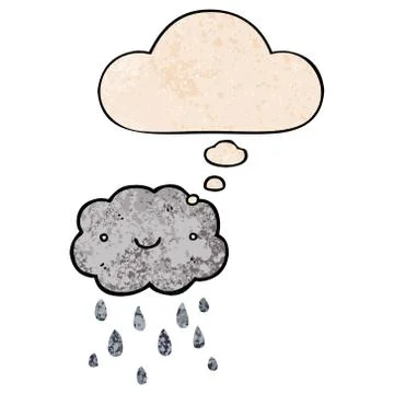 Cute cartoon cloud and thought bubble in grunge texture pattern style 스톡 일러스트