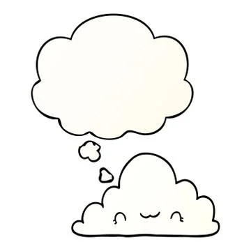 Cute cartoon cloud and thought bubble in smooth gradient style Illustrazione stock