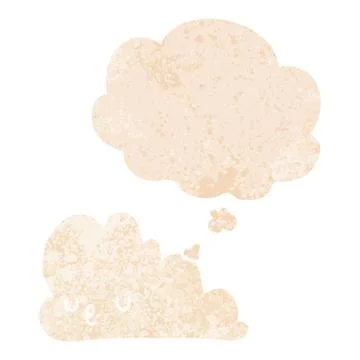 Cute cartoon cloud and thought bubble in retro textured style Illustrazione stock