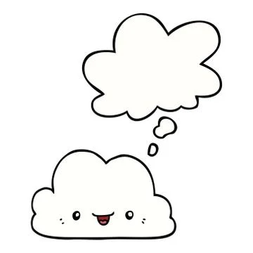 Cute cartoon cloud and thought bubble Illustrazione stock