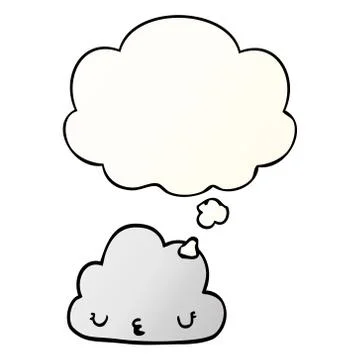 Cute cartoon cloud and thought bubble in smooth gradient style 스톡 일러스트