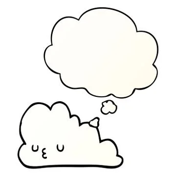 Cute cartoon cloud and thought bubble in smooth gradient style 스톡 일러스트