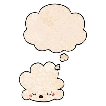 Cute cartoon cloud and thought bubble in grunge texture pattern style Stock Illustration