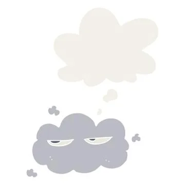 Cute cartoon cloud and thought bubble in retro style 스톡 일러스트