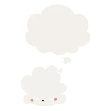 Cute cartoon cloud and thought bubble in retro style Illustrazione stock