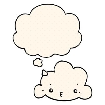 Cute cartoon cloud and thought bubble in comic book style 스톡 일러스트