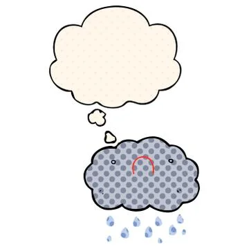 Cute cartoon cloud and thought bubble in comic book style Illustrazione stock