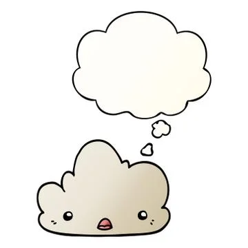 Cute cartoon cloud and thought bubble in smooth gradient style 스톡 일러스트