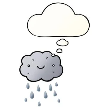 Cute cartoon cloud and thought bubble in smooth gradient style 스톡 일러스트