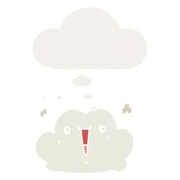 Cute cartoon cloud and thought bubble in retro style Illustrazione stock