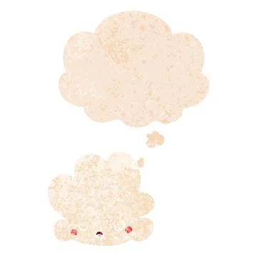 Cute cartoon cloud and thought bubble in retro textured style 스톡 일러스트