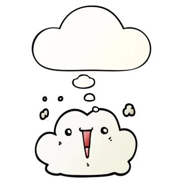 Cute cartoon cloud and thought bubble in smooth gradient style 스톡 일러스트