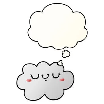 Cute cartoon cloud and thought bubble in smooth gradient style 스톡 일러스트
