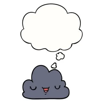 Cute cartoon cloud and thought bubble Stock Illustration