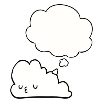 Cute cartoon cloud and thought bubble 스톡 일러스트