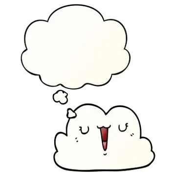 Cute cartoon cloud and thought bubble in smooth gradient style Illustrazione stock