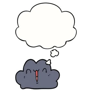 Cute cartoon cloud and thought bubble Illustrazione stock