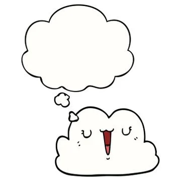Cute cartoon cloud and thought bubble Illustrazione stock