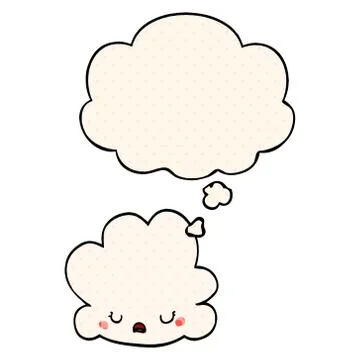 Cute cartoon cloud and thought bubble in comic book style 스톡 일러스트