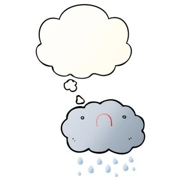 Cute cartoon cloud and thought bubble in smooth gradient style 스톡 일러스트