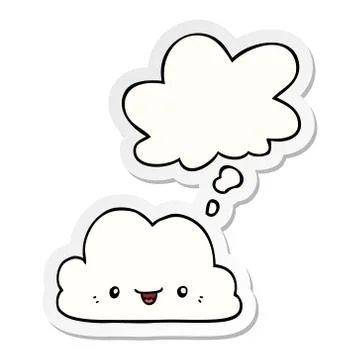 Cute cartoon cloud and thought bubble as a printed sticker イラスト素材