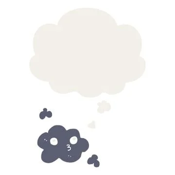 Cute cartoon cloud and thought bubble in retro style 스톡 일러스트