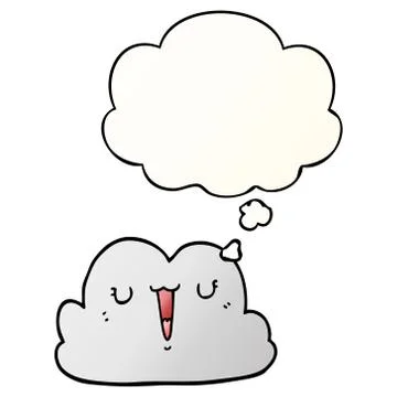 Cute cartoon cloud and thought bubble in smooth gradient style 스톡 일러스트