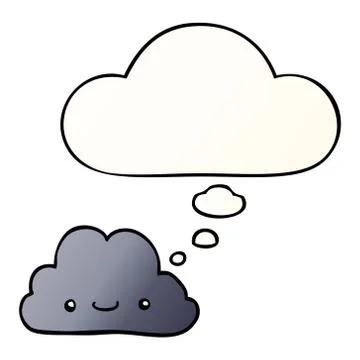 Cute cartoon cloud and thought bubble in smooth gradient style 스톡 일러스트