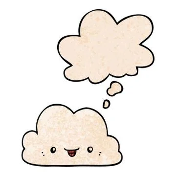 Cute cartoon cloud and thought bubble in grunge texture pattern style 스톡 일러스트