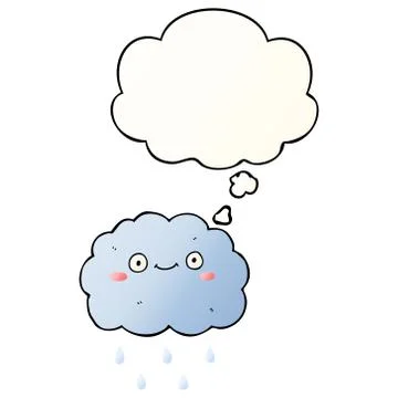 Cute cartoon cloud and thought bubble in smooth gradient style Illustrazione stock