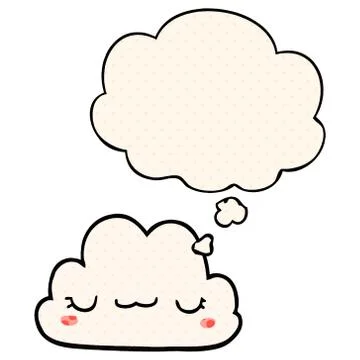 Cute cartoon cloud and thought bubble in comic book style Illustrazione stock