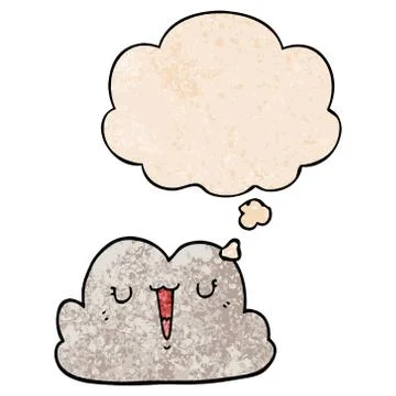 Cute cartoon cloud and thought bubble in grunge texture pattern style Stock Illustration