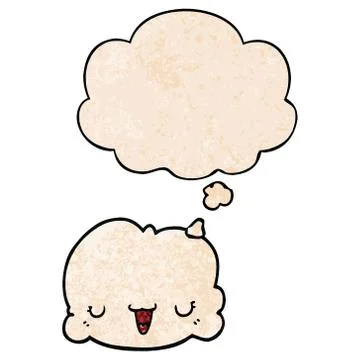Cute cartoon cloud and thought bubble in grunge texture pattern style Stock Illustration