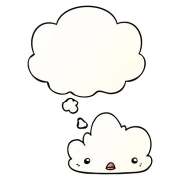 Cute cartoon cloud and thought bubble in smooth gradient style Illustrazione stock