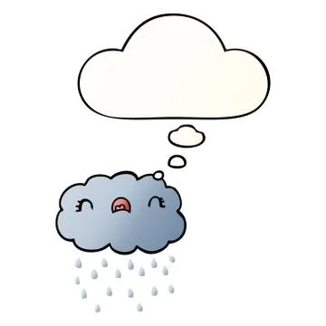 Cute cartoon cloud and thought bubble in smooth gradient style 스톡 일러스트