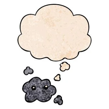 Cute cartoon cloud and thought bubble in grunge texture pattern style Stock Illustration