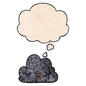 Cute cartoon cloud and thought bubble in grunge texture pattern style Illustrazione stock