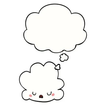 Cute cartoon cloud and thought bubble 스톡 일러스트