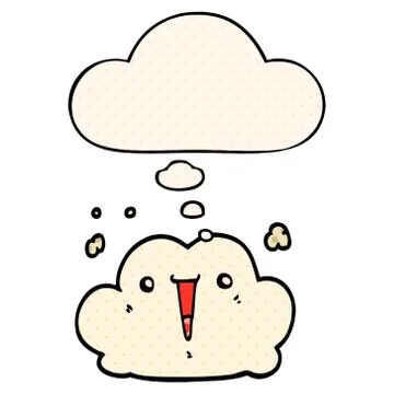 Cute cartoon cloud and thought bubble in comic book style 스톡 일러스트