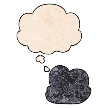 Cute cartoon cloud and thought bubble in grunge texture pattern style イラスト素材